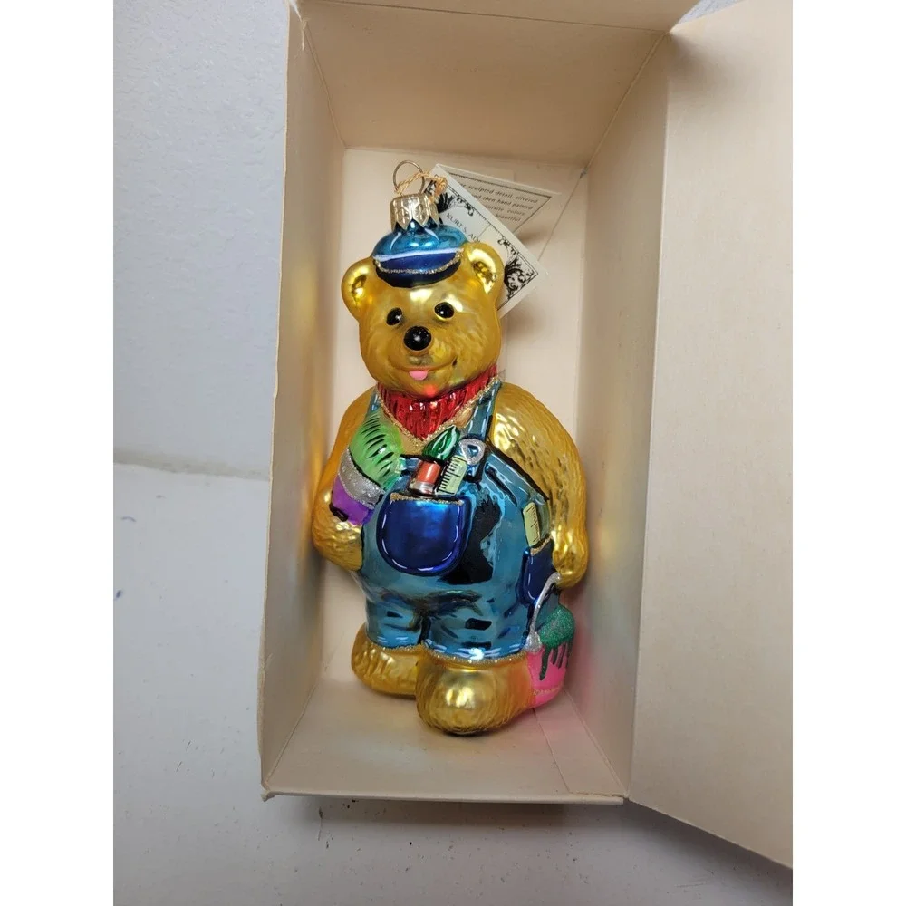 Kurt Adler Polonaise Bear Painter Ornament Komozja Blown Glass AP958 - READ